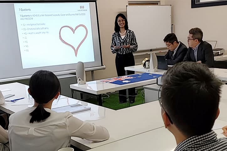 Stella Leong presents at an intern briefing