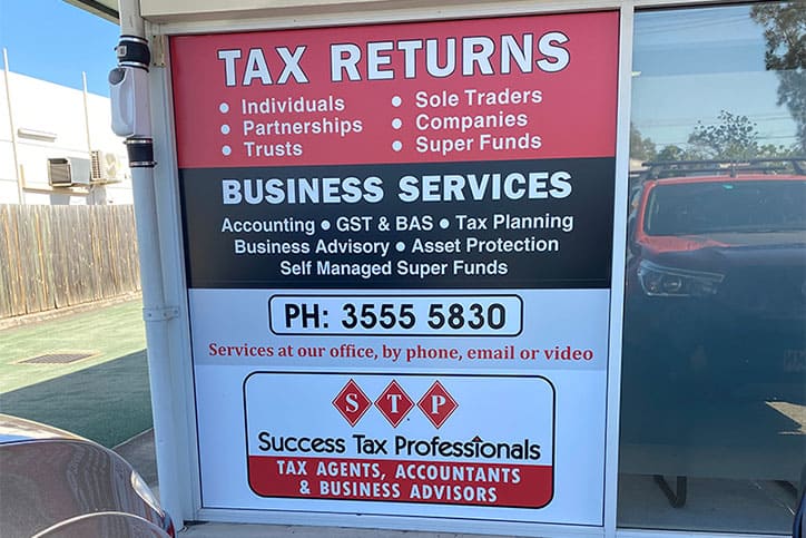 Tax office signage