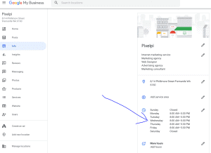 Google My Business hours