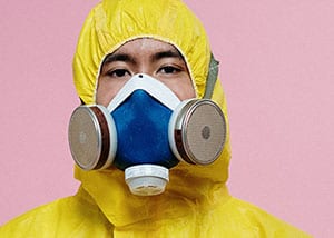 Man wearing mask and protective gear