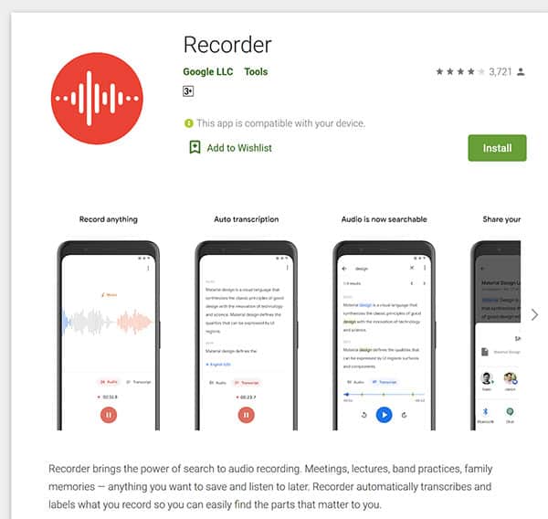 Google Recorder app