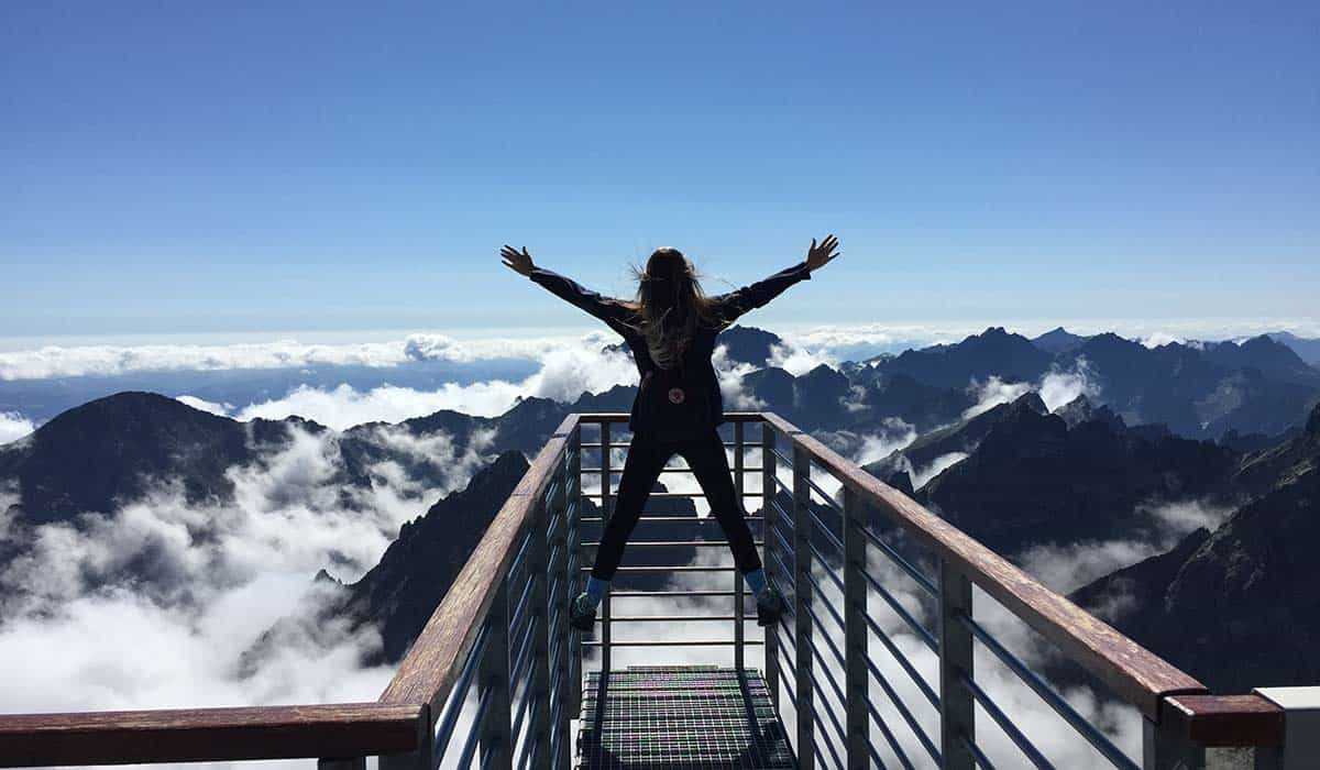 hiker in mountains