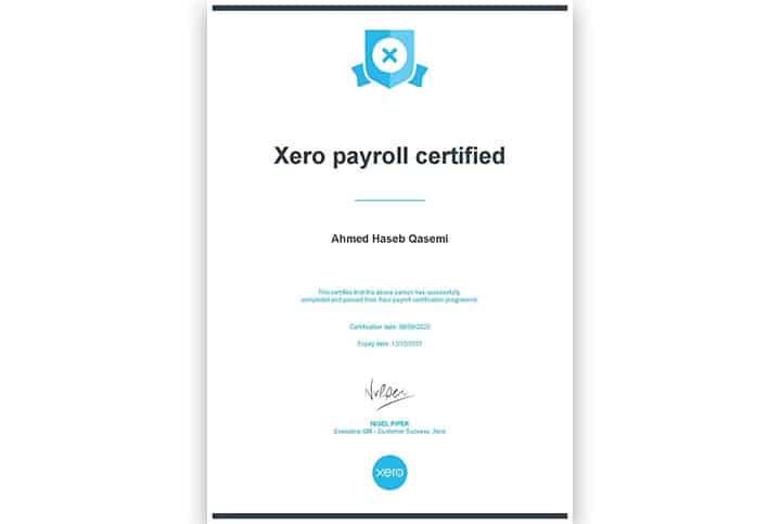 Xero Payroll certified Xero Payroll Certified