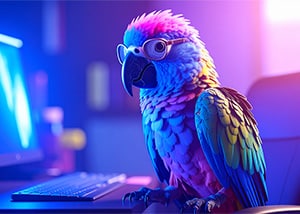 parrot on a computer