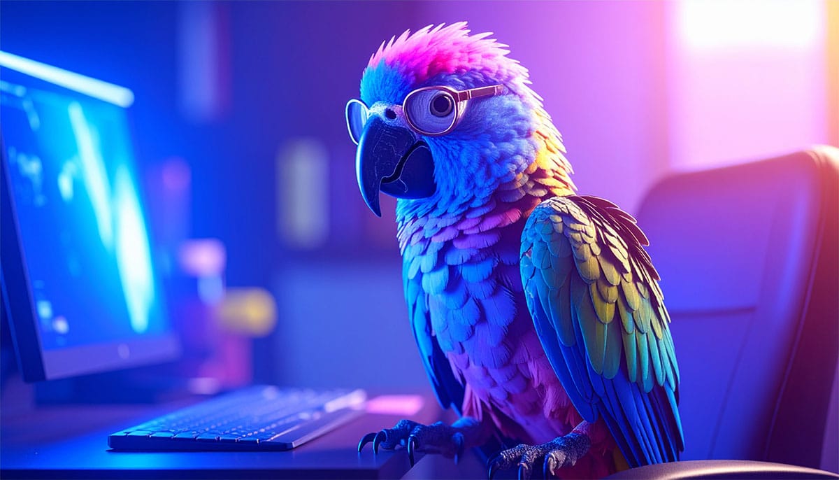 parrot on a computer